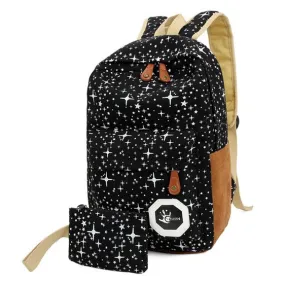 Korean Style DoubleShoulder Book Bags Girls Women Dots Printing Schoolbag School Students Backpacks