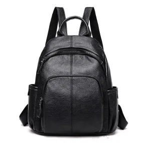 Women Leather Backpacks Vintage Ladies Bagpack School Bags for Girls Sac A Dos Solid Travel Back Pack